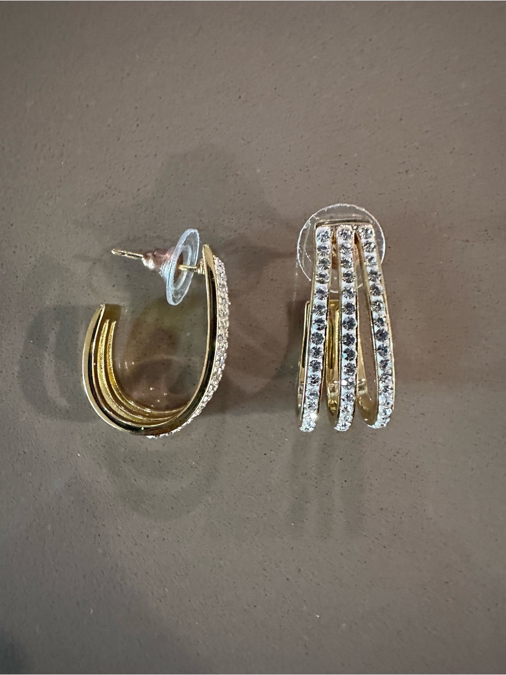 Gold Crystal Multi-Row Hoop Earrings - Elegant Women’s Jewelry
